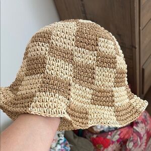 Checkered Crochet Bucket Hat